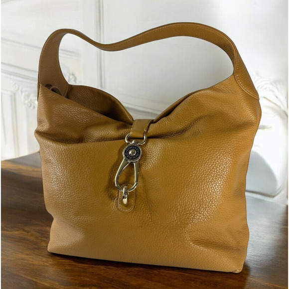 Dooney & Bourke Handbags - Dooney & Bourke Samba Logo Lock Sac with Keyring Hobo Shoulder Bag Toffee Purse